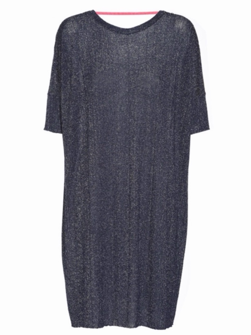 DIESEL M-Loose Blue Metallic Knit Shift Dress 3/4 Sleeve Size XS Oversized